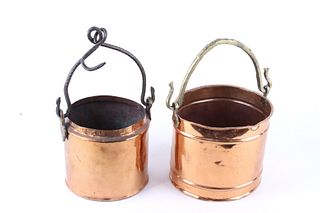 19th C. Copper Dovetail Hanging Kettle Pair