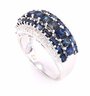 Blue Sapphire (4.21ct) and Diamond 10K Ring