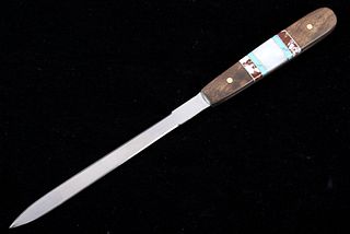 Navajo Custom Wild Horse & Turquoise Inlaid Knife