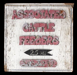 Rustic Associated Cattle Feeders Wood & Steel Sign