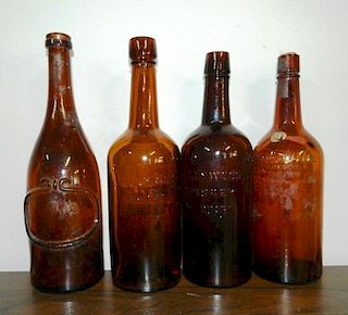 Whiskey - 4 amber bottles
