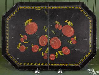 Large black toleware tray, 19th c.