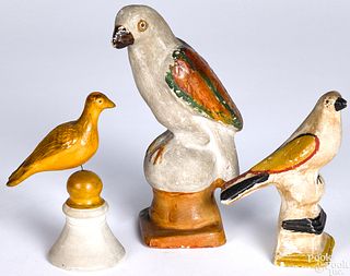 Three Pennsylvania chalkware birds, 19th c.