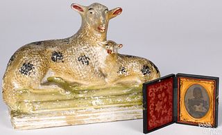 Pennsylvania chalkware sheep and lamb, 19th c.