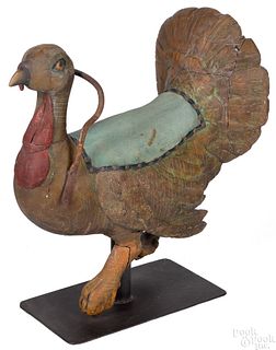 American painted child's turkey carousel figure