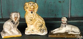 Three Pennsylvania chalkware dogs, 19th c.