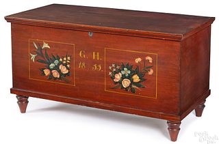 Ohio painted poplar blanket chest, dated 1855