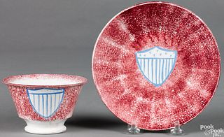 Red spatter cup and saucer