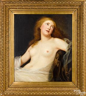 Oil on canvas female nude, 19th c.