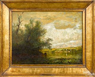 Arthur Parton oil on canvas bucolic landscape