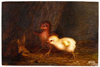 Mary Russell Smith oil on panel of two chicks