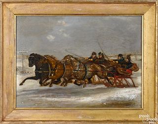Charles S. Humphreys oil on board sleigh race