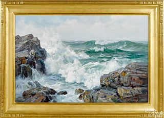 Charles Vickery oil on canvas coastal scene
