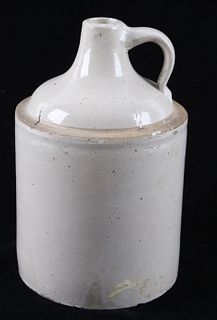 White Ceramic Whiskey Stoneware Pottery Jug