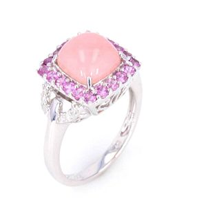 Pink Opal & Purple Sapphires set in 14K Gold