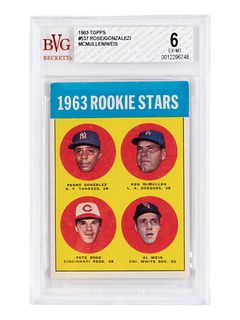 A 1963 Topps Pete Rose Rookie Stars No. 537 Baseball Card BVG (Beckett Vintage Grading) EX-MT 6
