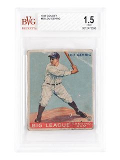 A 1933 Goudey Lou Gehrig Baseball Card, BVG (Beckett Vintage Grading) 1.5 Fair