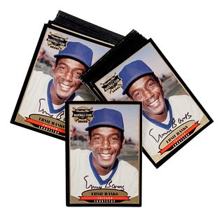 A Group of 42 Ernie Banks Signed Canadian Club Baseball Cards,