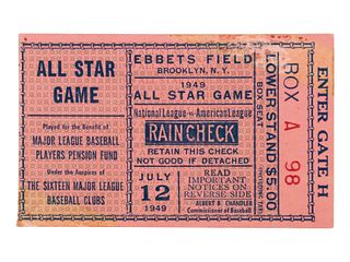 A 1949 All Star Game Ticket Stub (Jackie Robinson First Appearance),