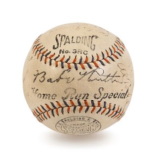 A 1935 Philadelphia Phillies Multi-Signed Baseball and Babe Ruth Home Run Special Retail Box,