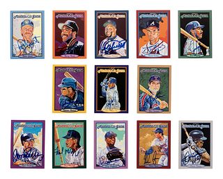 A Group of 13 Signed 1993 Donruss Masters of the Game Cards,