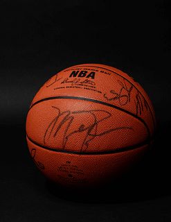 A 1990-91 Michael Jordan and Chicago Bulls Team Signed Basketball (11 Signatures, Beckett LOA),