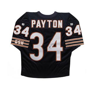 A Walter Payton Signed Chicago Bears Wilson Jersey (Acquired Directly from Payton),
32 1/2 x 34 inches.