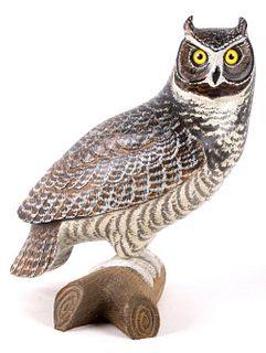 Hand Carved & Painted Great Horned Owl