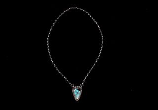 Navajo Sterling Silver & Spiny Turquoise Necklace