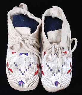 Northern Cheyenne Fully Beaded Child's Moccasins