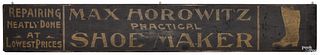 Painted trade sign for Max Horowitz Shoemaker