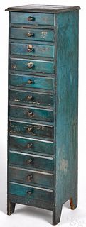 Painted pine twelve-drawer chest, late 19th c.