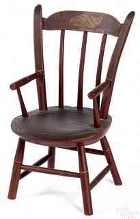 Miniature painted plank seat chair, mid 19th c.
