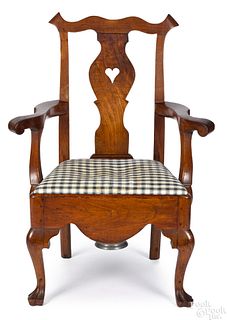 Pennsylvania Queen Anne walnut necessary chair