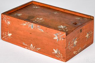 Pennsylvania painted pine slide lid box, 19th c.