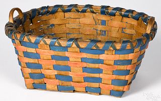 Small Woodlands painted basket, late 19th c.
