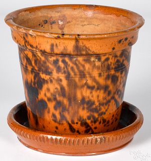Pennsylvania redware flowerpot and undertray