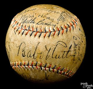 1932 New York Yankees team signed baseball