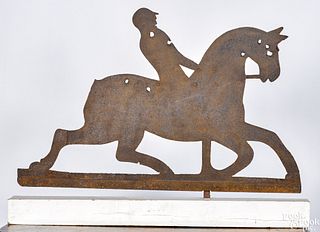Sheet iron horse and rider weathervane, 19th c.