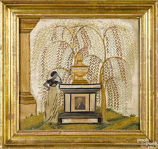 New England silk and chenille needlework memorial