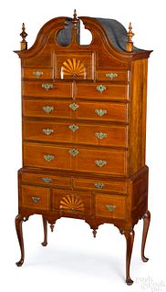 Boston Queen Anne walnut high chest of drawers