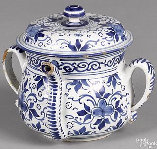 Bristol Delft blue and white posset pot, ca. 1730