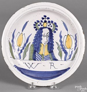 Dutch Delft portrait plate of William III