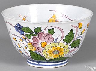 Dutch Delft polychromed floral bowl, 18th c.