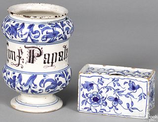 Two pieces of blue and white Delft
