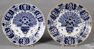 Pair of Delft blue and whiter chargers, 18th c.