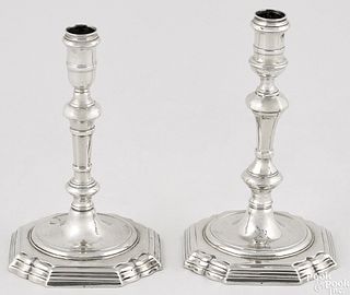 Two English silver tapersticks 1730-1731