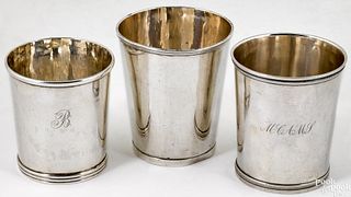 Three coin silver julep cups, 19th c.