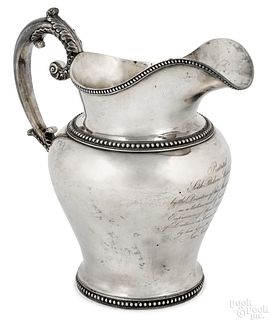 New York coin silver pitcher, dated 1828