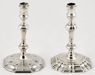 Two English silver tapersticks